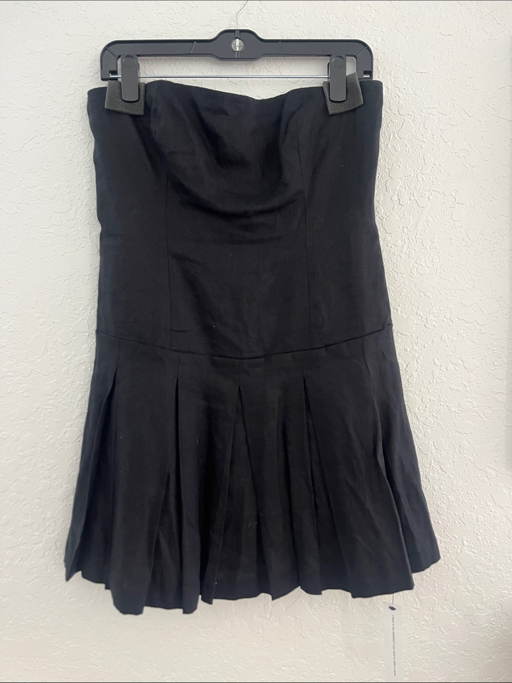 Reformation Strapless Black Pleated Dress
